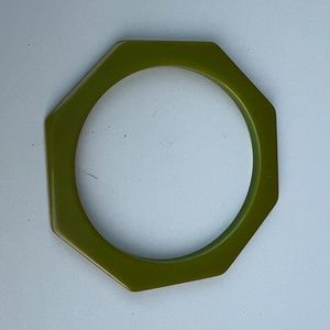 SOLD Vintage Bakelite Octagon Geometric Green Bangle Bracelet